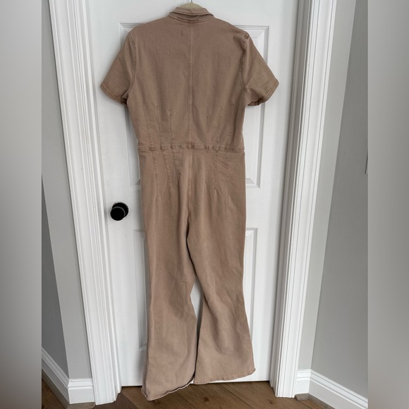 Free People We The Free Jayde Flared Seam Jumpsuit in Khaki - Picture 4 of 6